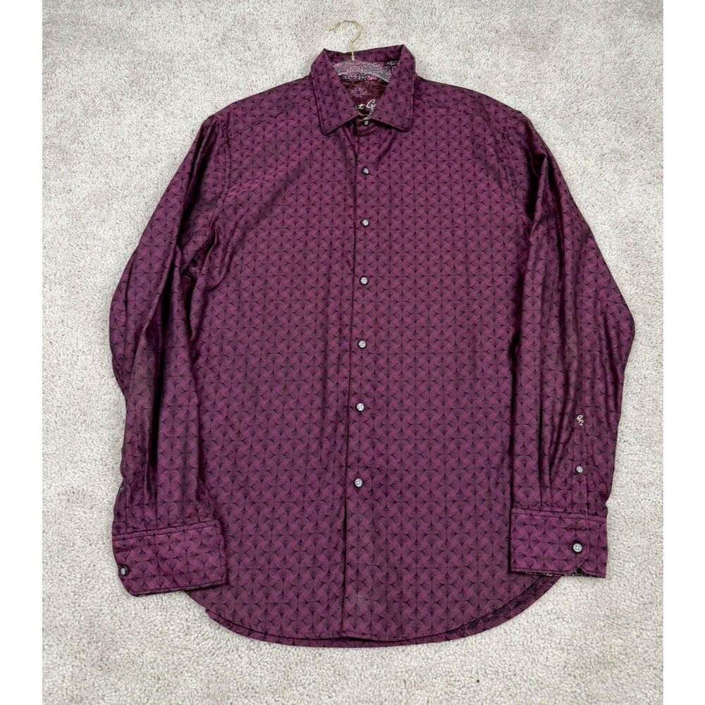 Robert Graham Mens XL Classic Fit Purple Geometric Button Up Shirt Long Sleeve